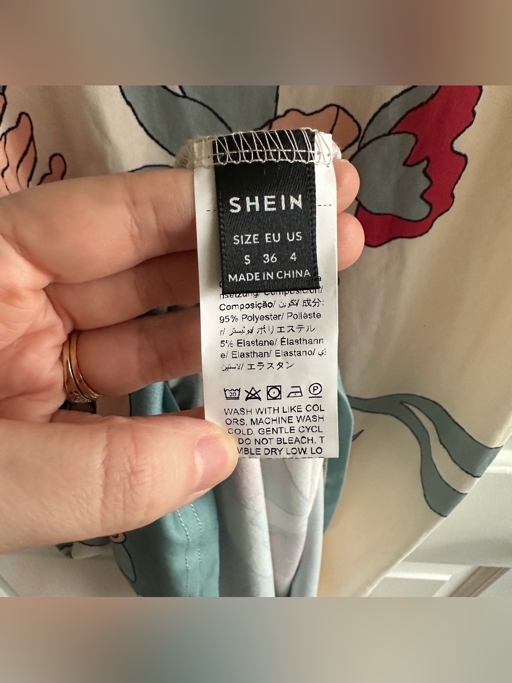 SHEIN Cream, Blue & Pink Floral-Print Slip Dress - Picture 3 of 3